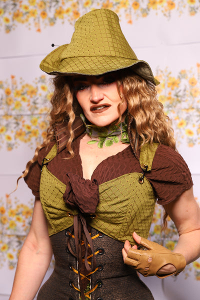 14. Cropped Courtier Corset In Olive Diamond – The Leave It To Beaver Collection