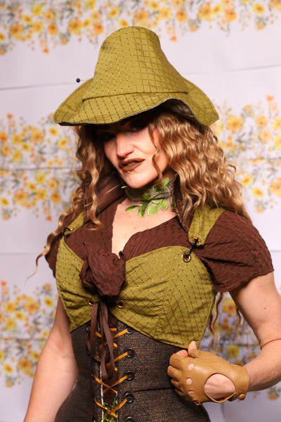 14. Cropped Courtier Corset In Olive Diamond – The Leave It To Beaver Collection