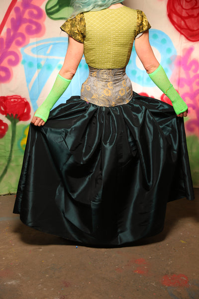 Tulip Skirt in Dark Emerald Taffeta - The "Twisted Tea Party" Collection
