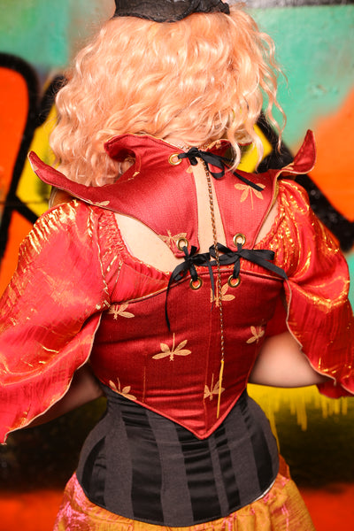 Cropped Faerie Overbust Corset in Red Dragonfly #15 - The Ring of Fire Collection