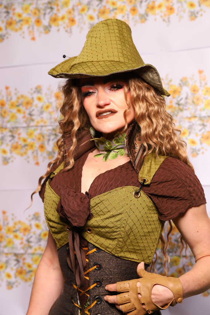 14. Cropped Courtier Corset In Olive Diamond – The Leave It To Beaver Collection