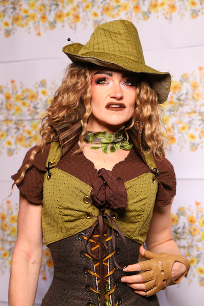 14. Cropped Courtier Corset In Olive Diamond – The Leave It To Beaver Collection