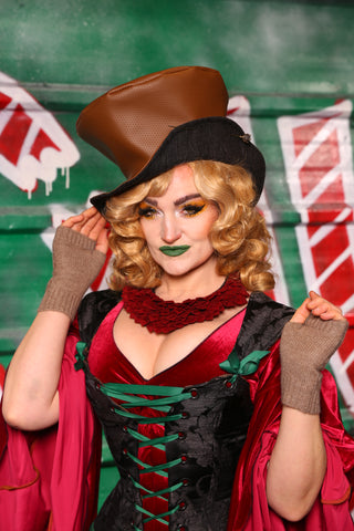 Mad Hatter Hat in Whiskey Textured Faux Leather - The "Oh My Garland" Collection