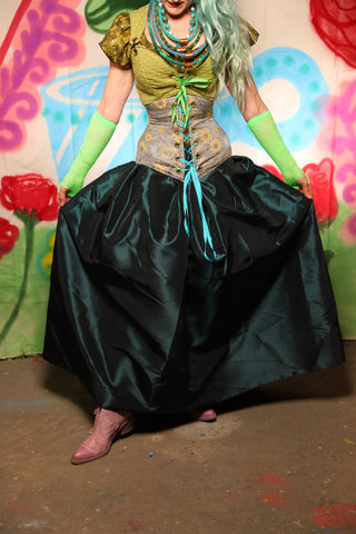 Tulip Skirt in Dark Emerald Taffeta - The "Twisted Tea Party" Collection