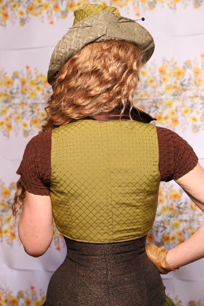 14. Cropped Courtier Corset In Olive Diamond – The Leave It To Beaver Collection