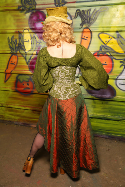 Petite Wench Corset in Cilantro Paisley - "Taco Monday! Celebrating 22 Years of Damsel"