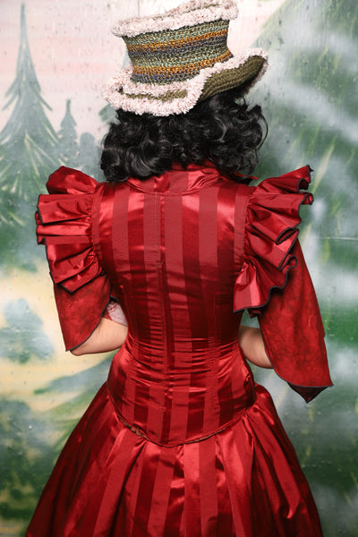 Petite Vixen w/Ruffle Sleeves in Garnet Matte and Satin Stripe - Day 2 of 12 Days of Christmas