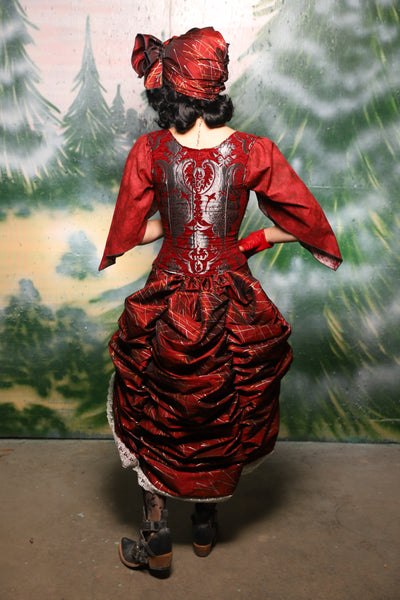 Mini Bustle Skirt in Mini Bustle Skirt w/White Lace trim in Ruby Stardust - Day 2 of 12 Days of Christmas