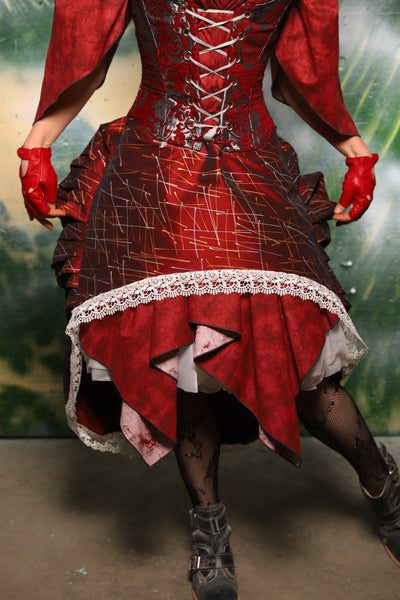 Mini Bustle Skirt in Mini Bustle Skirt w/White Lace trim in Ruby Stardust - Day 2 of 12 Days of Christmas