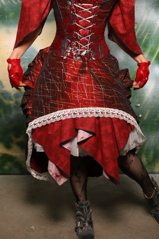 Mini Bustle Skirt in Mini Bustle Skirt w/White Lace trim in Ruby Stardust - Day 2 of 12 Days of Christmas