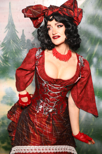 Maiden Bodice in Crimson & SILVER Medallion - Day 2 of 12 Days of Christmas