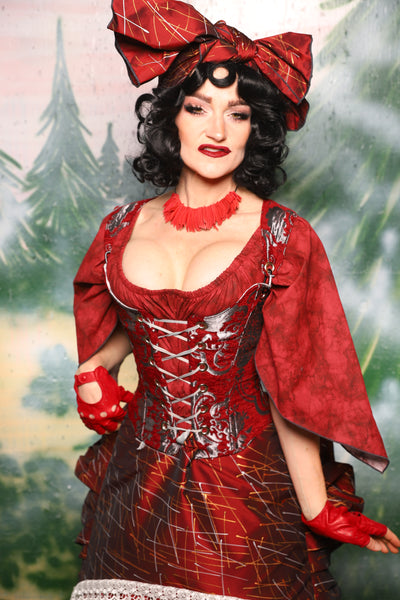 Maiden Bodice in Crimson & SILVER Medallion - Day 2 of 12 Days of Christmas
