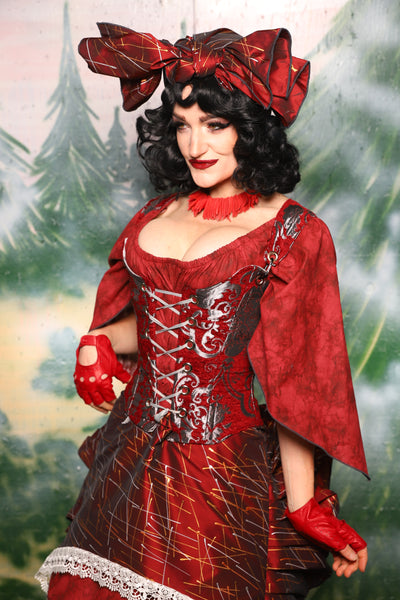 Maiden Bodice in Crimson & SILVER Medallion - Day 2 of 12 Days of Christmas
