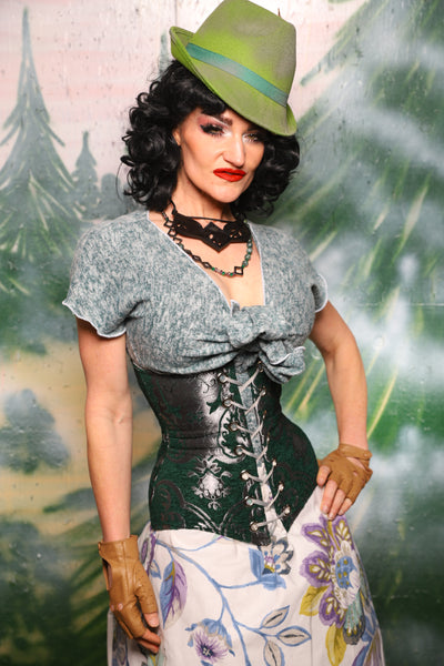 Wench Corset in Emerald and Silver Medallion - Day 6 of 12 Days of Christmas
