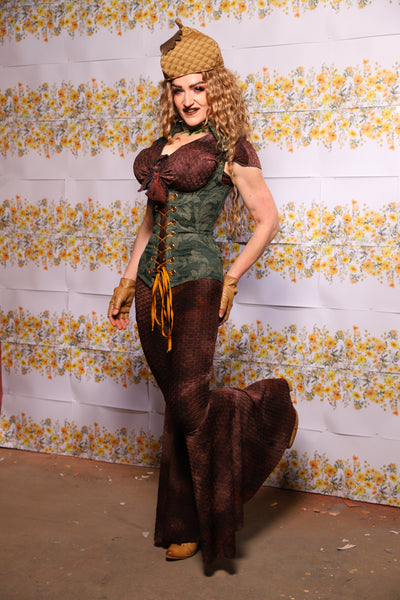 02. Bell Bottoms In Brown Textured Tie Dye Spandex - The Leave It To Beaver Collection
