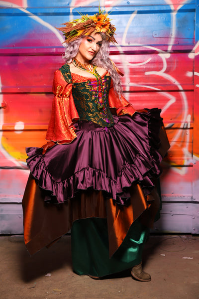 25. Mini Fairy Skirt w/ruffle in Ravenwine Satin - A Chest Full of Jewels Collection