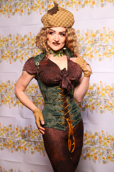 63. Vixen Corset In Green Forest Scroll - The Leave It To Beaver Collection