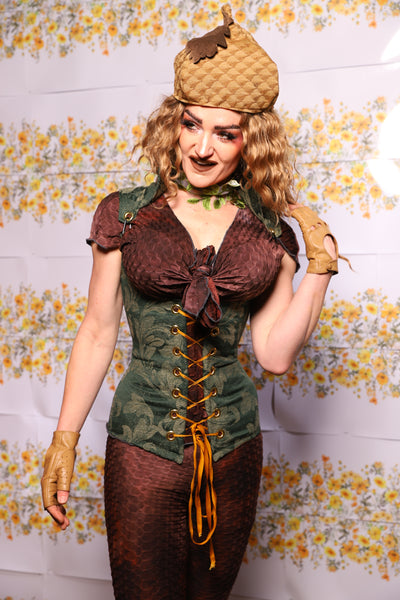 63. Vixen Corset In Green Forest Scroll - The Leave It To Beaver Collection