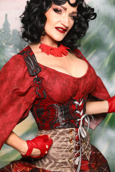 Cropped Vixen in Crimson & Pewter Medallion - Day 2 of 12 Days of Christmas