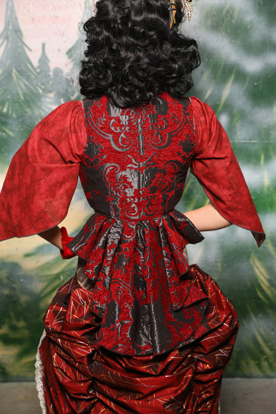 Cropped Courtier w/ wren tail in Crimson & Pewter Medallion - Day 2 of 12 Days of Christmas