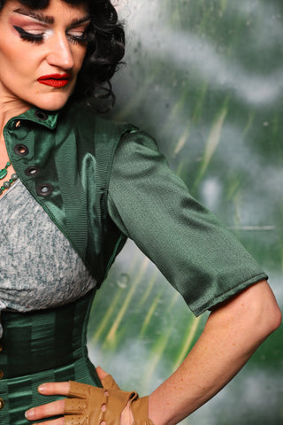 Detachable Elbow Sleeves *2 Variants* in Kale Solid OR Emerald & Silver Medallion- Day 6 of 12 Days of Damsel Christmas 2025