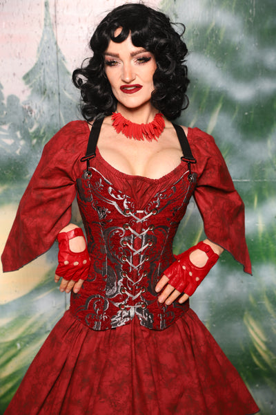 Crossfire Corset in Crimson & SILVER Medallion - Day 2 of 12 Days of Christmas