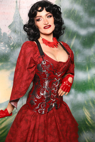 Crossfire Corset in Crimson & SILVER Medallion - Day 2 of 12 Days of Christmas