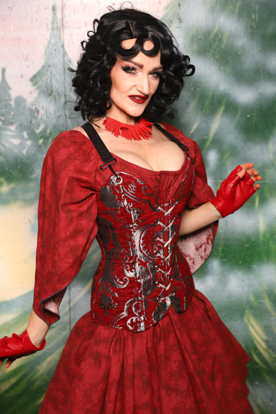 Crossfire Corset in Crimson & SILVER Medallion - Day 2 of 12 Days of Christmas