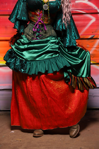 33. Swoon Skirt w/patchwork ruffle in Jewelwing Satin - A Chest Full of Jewels Collection