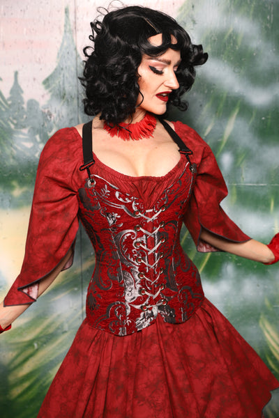 Crossfire Corset in Crimson & SILVER Medallion - Day 2 of 12 Days of Christmas