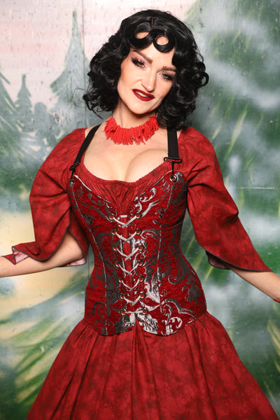Crossfire Corset in Crimson & SILVER Medallion - Day 2 of 12 Days of Christmas