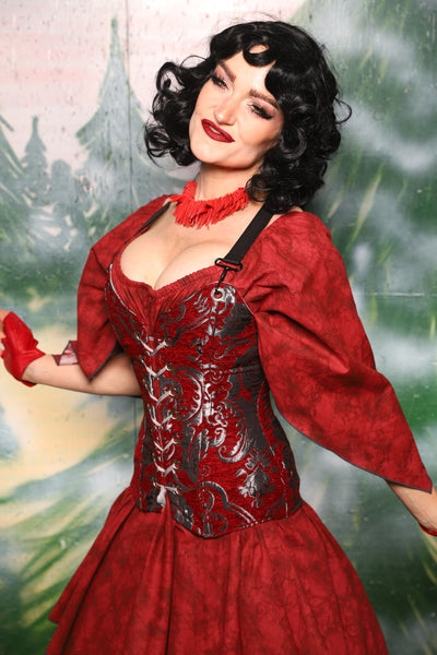 Crossfire Corset in Crimson & SILVER Medallion - Day 2 of 12 Days of Christmas