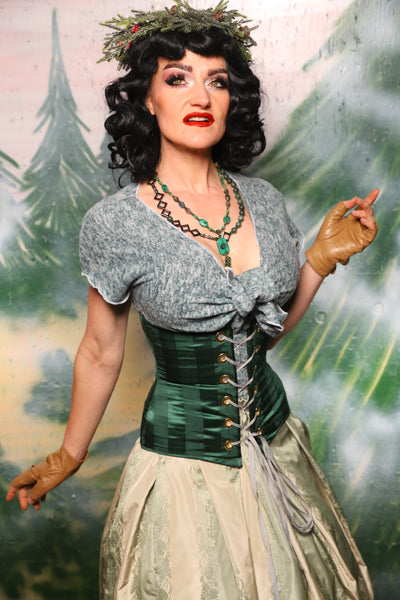 Petite Wench Corset in Verdant Matte & Satin Stripe- Day 6 of 12 Days of Damsel Christmas 2025