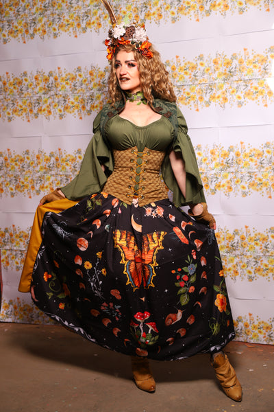 59. Tulip Skirt In Dark Fae Energy With Goldenrod Back - The Leave It To Beaver Collection