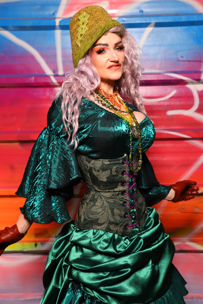 42. Wench Underbust Corset in Forest Scroll - A Chest Full of Jewels Collection