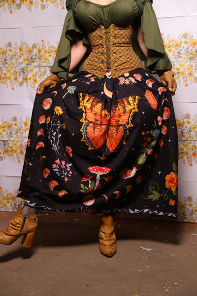 59. Tulip Skirt In Dark Fae Energy With Goldenrod Back - The Leave It To Beaver Collection