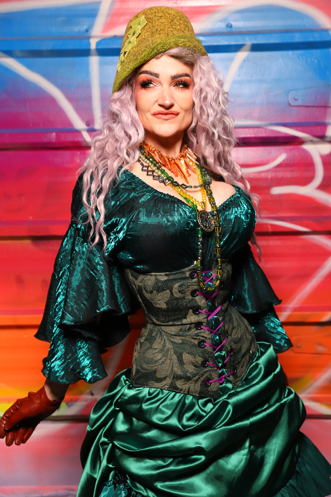 42. Wench Underbust Corset in Forest Scroll - A Chest Full of Jewels Collection