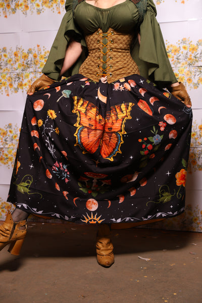 59. Tulip Skirt In Dark Fae Energy With Goldenrod Back - The Leave It To Beaver Collection