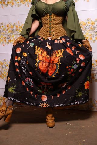 59. Tulip Skirt In Dark Fae Energy With Goldenrod Back - The Leave It To Beaver Collection