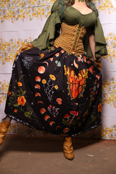 59. Tulip Skirt In Dark Fae Energy With Goldenrod Back - The Leave It To Beaver Collection