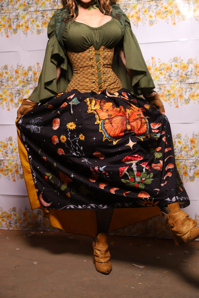 59. Tulip Skirt In Dark Fae Energy With Goldenrod Back - The Leave It To Beaver Collection