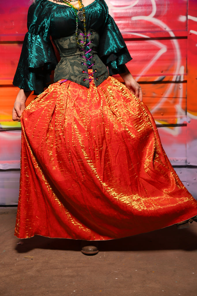 here comes the sun red dress Crescent Skirt in "Here Comes the Sun" Shimmer