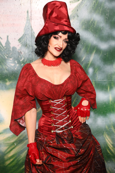 Petite Wench Corset in Garnet Matte and Satin Stripe - Day 2 of 12 Days of Christmas