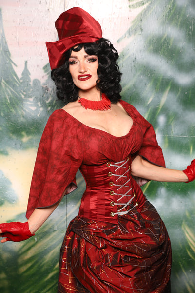 Petite Wench Corset in Garnet Matte and Satin Stripe - Day 2 of 12 Days of Christmas