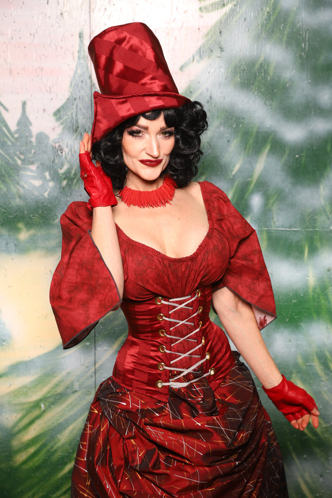 Petite Wench Corset in Garnet Matte and Satin Stripe - Day 2 of 12 Days of Christmas