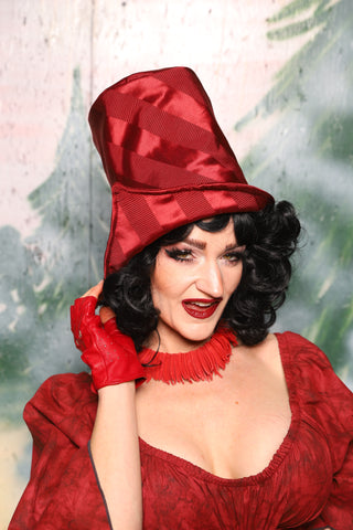 Regency Top Hat in Garnet Matte and Satin Stripe - Day 2 of 12 Days of Christmas
