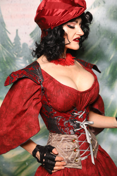 Cropped Elf in Crimson & Pewter Medallion - Day 2 of 12 Days of Christmas