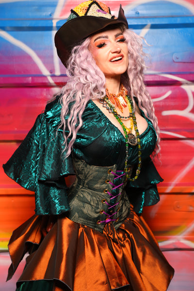 29. Petite Wench Underbust Corset in Forest Scroll - A Chest Full of Jewels Collection