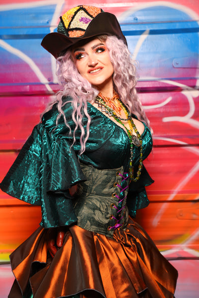 29. Petite Wench Underbust Corset in Forest Scroll - A Chest Full of Jewels Collection
