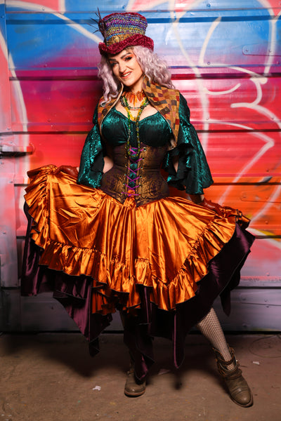 24. Mini Fairy Skirt w/ruffle in Bonfire Satin - A Chest Full of Jewels Collection